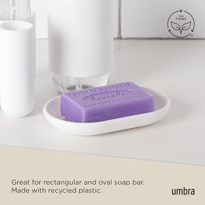 Umbra Touch Soap Dish, Plastic Soap Holder with Drainage, White - color: White