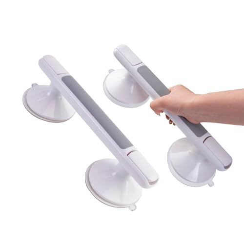 2Pack 12" Suction Cup Grab Bar for Shower, Bathroom Grab Bars for Seniors Elderly and Handicap, Heavy Duty Shower Handles for Safety, No Drilling Suction Shower Grab Bar for Wall Bathtub - color: Gray