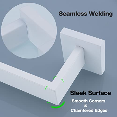 TRUSTMI 5-Piece Bathroom Hardware Set Wall Mount, White | SUS304 stainless steel, laser-welded seamless, 23.6" bar, 10.6" ring, 6.3" holder, 2 hooks, hardware included - color: White