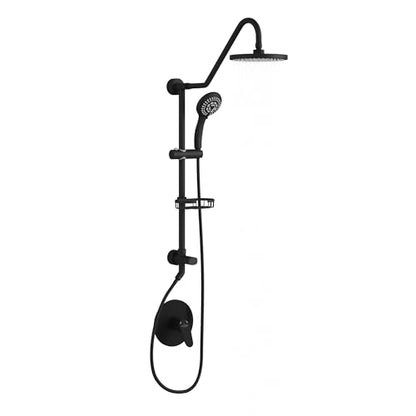 PULSE ShowerSpas Kauai III Matte Black Rain Shower Head with Handheld Spray - 2.5 GPM, 8" Showerhead, 5-Function HandShower, Adjustable Slide Bar - Shower Heads with Handheld Spray Combo - color: Matte Black, size: 2.5 Gallon Per Minute