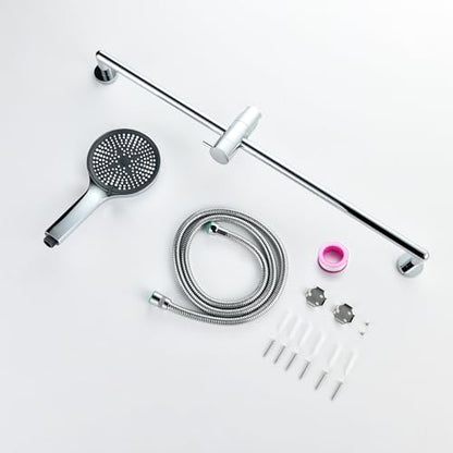 Handheld Shower Head with Slide Bar, 26 Inch Stainless Steel Shower Slide Bar with 3 Function Shower Head, Chrome - style: Chrome