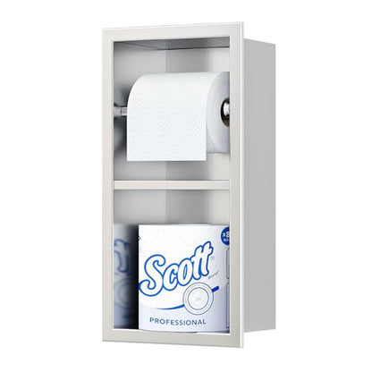 Neodrain Brushed Recessed Toilet Paper Holder,Dual Rolls | 304 Stainless Steel,Rustproof & Durable,Space-saving,Recessed double roll tissue holder for Bathroom & RV - color: Brushed, size: 6X12In