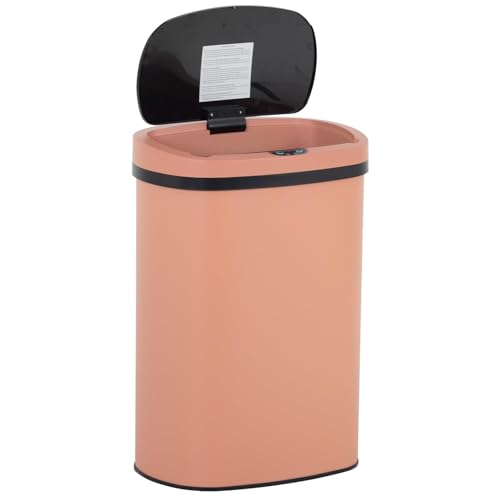 13 Gallon/50 L Kitchen Trash Can with Lid, Stainless Steel Garbage Can with Touch-Free Lid, Cute Trash Can Automatic Trash Can Bathroom Trash Can with Lid, Motion Sensor Trash Can Brushed Finish - color: Pink