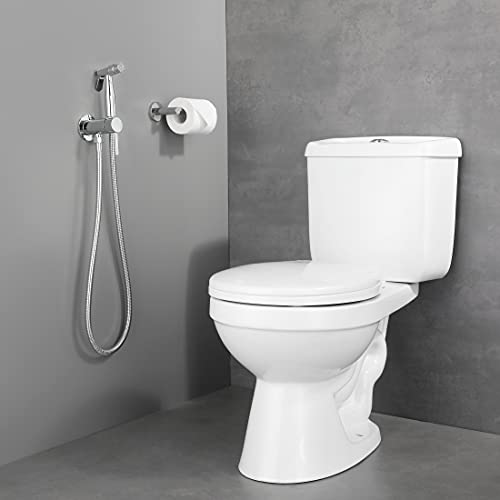 Chrome Handheld Bidet Sprayer for Toilet Warm Water, Stainless Steel | Polished Silver Bidet Hand Held Sprayer with Brass Hot and Cold Mixing Valve, 47 inches anti-leaking bidet shower hose - color: Chrome