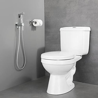 Chrome Handheld Bidet Sprayer for Toilet Warm Water, Stainless Steel | Polished Silver Bidet Hand Held Sprayer with Brass Hot and Cold Mixing Valve, 47 inches anti-leaking bidet shower hose - color: Chrome