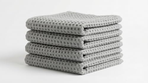 Bamboo Viscose Waffle Bath Towels - Pack of 4 - Grey - 250 GSM – 100% Viscose Derived from Bamboo - Quick-Dry Waffle Weave - Spa & Gym Ready - Oeko-TEX Certified – Absorbent - Breathable - color: Grey