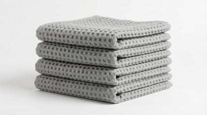 Bamboo Viscose Waffle Bath Towels - Pack of 4 - Grey - 250 GSM – 100% Viscose Derived from Bamboo - Quick-Dry Waffle Weave - Spa & Gym Ready - Oeko-TEX Certified – Absorbent - Breathable - color: Grey