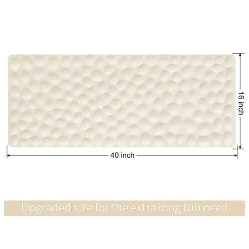 Non-Slip Bathtub Mat OTHWAY Soft Rubber Bathroom Bathmat with Strong Suction Cups (Beige) - color: Beige, size: 40" x 16" (Rectangular)