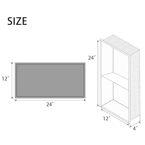 NEWRAIN Shower Niche Stainless Steel Double Bathroom Niche NO Tile Neededs 12''X24'', Recessed Wall Shelves, Matte Black Shower Shelf Insert - color: Matte Black, style: 12''×24''