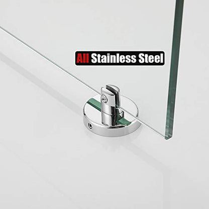 JQK Bathroom Glass Shelf Chrome, Tempered Glass Shower Storage 12 by 5 inches, 304 Stainless Steel Polished Chrome Wall Mount, TGS101L12-CH - color: Chrome, size: 12 Inch (1 Pack)