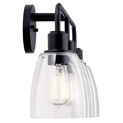 Kichler Meller 24.25" 3-Light Bathroom Vanity Light Fixture with Clear Glass Shades in Brushed Nickel, Industrial Modern Style Over Mirror (24.25" x 11.25" x 7"), 55102NI - color: Brushed Nickel, style: 3 Light