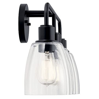 Kichler Meller 24.25" 3-Light Bathroom Vanity Light Fixture with Clear Glass Shades in Brushed Nickel, Industrial Modern Style Over Mirror (24.25" x 11.25" x 7"), 55102NI - color: Brushed Nickel, style: 3 Light