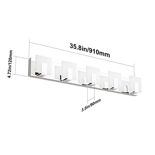 Aipsun Modern 5-Light LED Vanity Light - Dimmable Chrome Bathroom Wall Light Over Mirror (White Light) - size: 5 Lights