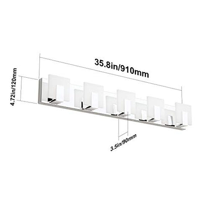 Aipsun Modern 5-Light LED Vanity Light - Dimmable Chrome Bathroom Wall Light Over Mirror (White Light) - size: 5 Lights