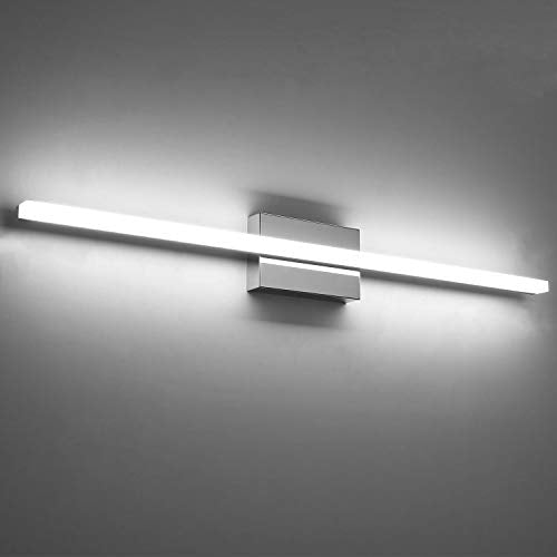 Modern Vanity Lights for Bathroom Over Mirror, Wall Mounted Sconces | 36 Inch Extra-Long, Chrome, Gentle Shadow Free, Linear Lamp Bar, IP44 Rust-Resistant, Simple Slim, Daylight 6000K, 1 Pack - color: 6000K, size: 36inch