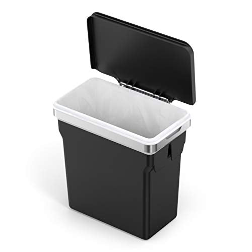 simplehuman 10 Liter / 2.6 Gallon In-Cabinet Trash Can Heavy-Duty Steel Frame, Black - size: 10L In-Cabinet