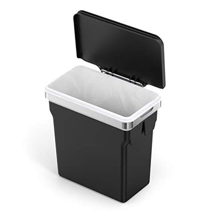simplehuman 10 Liter / 2.6 Gallon In-Cabinet Trash Can Heavy-Duty Steel Frame, Black - size: 10L In-Cabinet