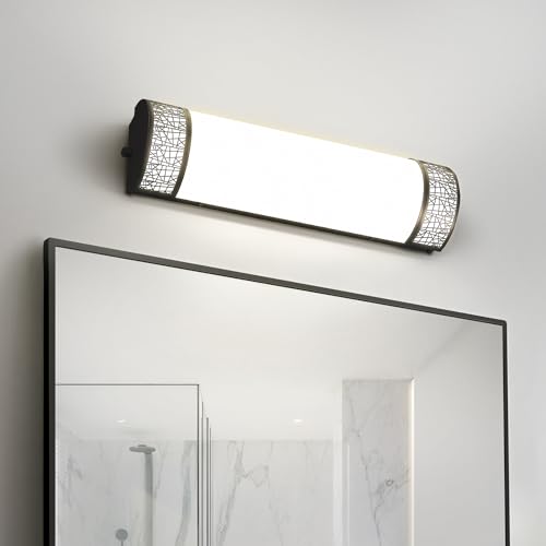 ASD 18 Inch LED Bathroom Vanity Light, 5CCT 2700K-5000K 20W, Dimmable Bathroom Light Fixtures, Modern Vanity Lights for Bathroom Lighting Fixtures Over Mirror, Wall Light Bar, Black, ETL - color: 18 Inch - Matte Black, size: 1 Pack