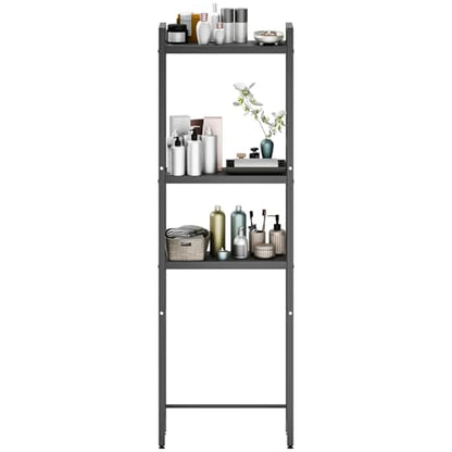 3-Tier Over-The-Toilet Storage Rack, Bathroom Organizer Shelf Over Toilet with Adjustable Shelves, Non-Slip Feet,Strong Load-Bearing High Stability Space-Saving Bathroom Organizer Shelf Bl