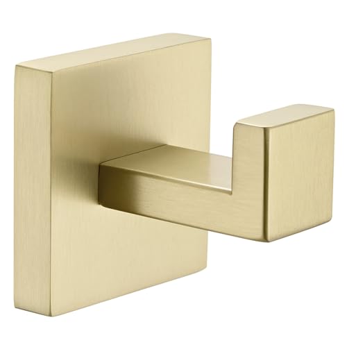 Angle Simple Bathroom Towel Hook for Wall, Hand Towel Holder, Brushed Gold | SUS304 Stainless Steel, Coat Wall Hooks for Clothes Bag Hat, Robe Hanger for Kitchen Garage Hotel, Screw Mount - color: Brushed Gold, size: 1 Pack
