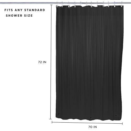 Bath Bliss 2 Pack PVC Heavy Weight Shower Curtain Liner | 4G | 70" x 72" | Rust Resistant Copper Grommets | Magnetic Hem | Black - color: Black