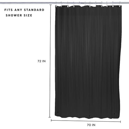 Bath Bliss 2 Pack PVC Heavy Weight Shower Curtain Liner | 4G | 70" x 72" | Rust Resistant Copper Grommets | Magnetic Hem | Black - color: Black