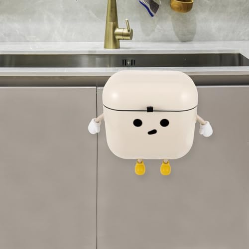 ABOOFAN Wall Mounted Trash can with Lid Hanging Kitchen Trash can for Cabinet Door Waste Basket for Kitchen Space Saving Bin for Home Organization 10.23 X 9.84 X 5.90 in
