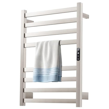 Towel Warmer Brushed Wall Mounted Heated Towel Rack | Electric Towel Dryer Rack with Temperature Control and 24 Timer Plug-in/Hardwired,304 stainless steel - color: Brush