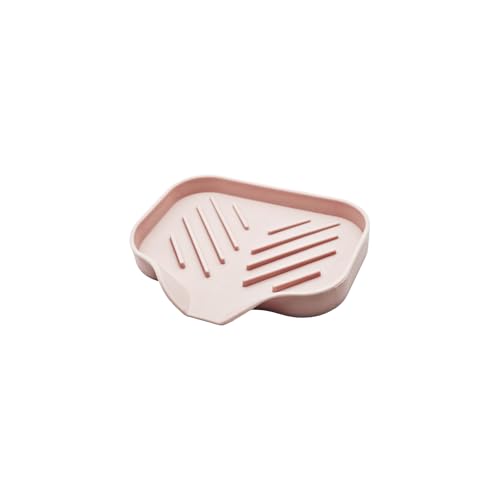 4.9” x 3.9” Silicone Soap Dish with Self-Draining Spout, Multi-Purpose Kitchen Bathroom Sink Organizer Tray for Bar Soap, Sponge, Dispenser Bottle Counter Storage, Pink - color: Pink, size: 4.9” x 3.9”