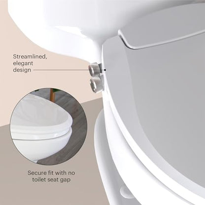 Brondell Swash Bidet Toilet Seat, Non-Electric, Dual Temperature, Fits Round Toilets, White – Dual Nozzle System – with Easy Installation - size: Round, style: S102 - warm water