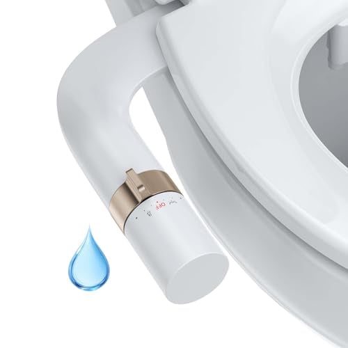Toilet Bidet Attachment Non-Electric Dual Nozzle – Self-Cleaning Frontal & Rear Wash, Adjustable Water Pressure, Fresh Cold Water Sprayer, Ultra-Slim Easy to Install, Toilet Seat Attachment, Rose Gold - color: Rose Gold, style: EB5600