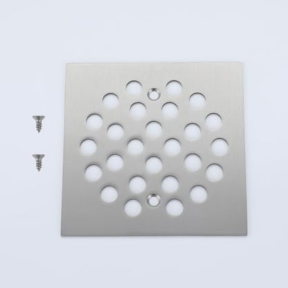 Square Style 4-1/4 inch Screw-in Shower Drainer Cover Floor Drainer Grates with Screws Brushed Nickel - color: Brushed Nickel