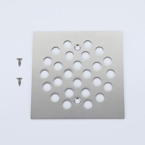 Square Style 4-1/4 inch Screw-in Shower Drainer Cover Floor Drainer Grates with Screws Brushed Nickel - color: Brushed Nickel