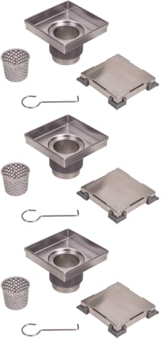 Designline 6 in. x 6 in. Square Drain Tile-in Grate (Pack of 3) - size: 6" x 6" (Pack of 3), style: Tile-In