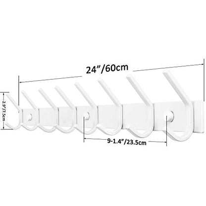 WEBI Coat Rack Wall Mounted,8 Hooks,24" Long,Coat Hooks Wall Mount,Wall Coat Hanger,Hook Rack,Jacket Hooks for Hanging Coats,Hats,Clothes,White - size: 8 Hooks