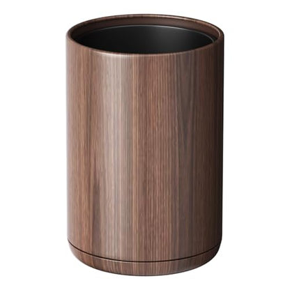 8L/2.1GAL Dark Brown Metal Trash Can,Walnut Trash Bin | Open-Top;Double-Layer;Built-In Bag Holder;Office Trash Can;for Bathroom,Home,Office,Living Room,Coffee - color: 2.1gal round