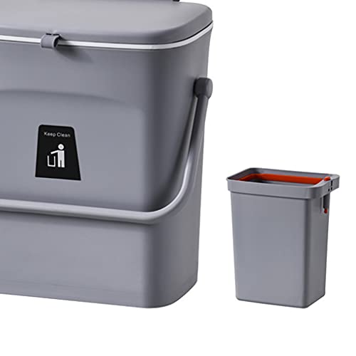 Hanging Trash Bin Wall Mounted Waste Bin Gargabe Waste Can for Bathroom Kitchen (Grey with Handle) - color: Grey With Handle