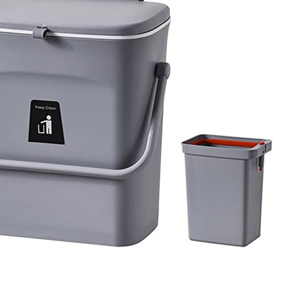 Hanging Trash Bin Wall Mounted Waste Bin Gargabe Waste Can for Bathroom Kitchen (Grey with Handle) - color: Grey With Handle