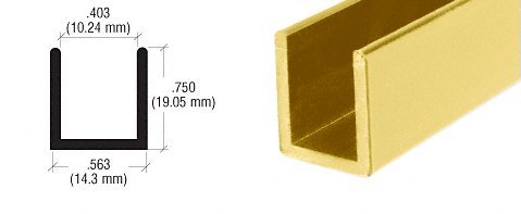 Brixwell SDCD38BGA-CCP4 Brite Gold Anodized 3/8" Fixed Panel Shower Door Deep U-Channel - 4 inch Sample - color: Brite Gold, size: 4 Inch - Sample
