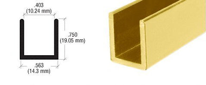 Brixwell SDCD38BGA-CCP4 Brite Gold Anodized 3/8" Fixed Panel Shower Door Deep U-Channel - 4 inch Sample - color: Brite Gold, size: 4 Inch - Sample
