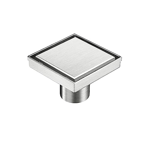 Neodrain 4" Brushed Square Shower Drain with Removable Tile Insert Grate | 304 Stainless Steel Tile Square Drain, Hidden Drain,Easy to Clean, Waterproof & Sturdy Shower Drain, CUPC Certified - color: Brushed, size: 4 IN
