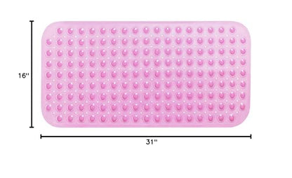 Large Non-Slip Bathtub & Shower Mat 31”x16” (Smooth/Non-Textured Tubs Only) Safe, Clean, Machine-Washable, Superior Grip&Drainage, Vinyl, Transparent Pink - color: Transparent Pink, size: Large (31"x16")