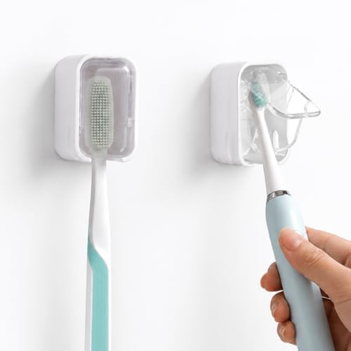 Toothbrush Holders for Bathroom 2PCS Wall Mounted Tooth Brush | Single Toothbrushes Dispenser Storage Organizer for Home and Travel