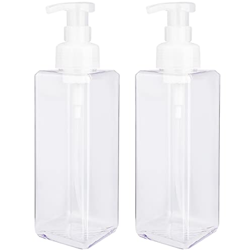 UUJOLY Foaming Soap Dispenser 1L (33.8oz) Refillable Plastic Pump Bottle for Liquid Soap, Shampoo, Body Wash (2 Pcs) (Clear) | Hand Dispenser for Liquid Soap, Shampoo & Body Wash – Saves Soap with Rich Foam, Reusable, Easy to Refill, BPA-Free - color: Cle