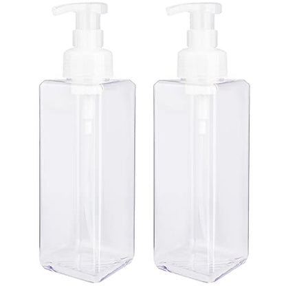 UUJOLY Foaming Soap Dispenser 1L (33.8oz) Refillable Plastic Pump Bottle for Liquid Soap, Shampoo, Body Wash (2 Pcs) (Clear) | Hand Dispenser for Liquid Soap, Shampoo & Body Wash – Saves Soap with Rich Foam, Reusable, Easy to Refill, BPA-Free - color: Cle