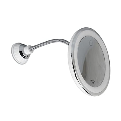 Lighted Makeup Mirror, 10x Magnifying Mirror Suction Cup with Light 3 Color Modes and Adjustable Brightness 360°Swivel for Vanity