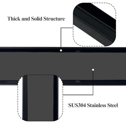 24 Inch Linear Shower Drain Black Floor Drain with Removable SUS304 Stainless Steel CUPC Certificate and 2-in-1 Tile Insert Grate Cover - color: Black, size: 24inch