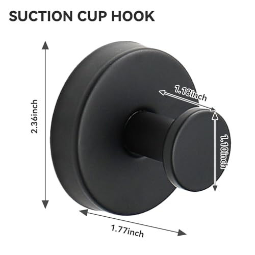 Suction Cup Wreath Hangers for Front Door Glass, Heavy Duty Vacuum Holder with Extended Hook, Washable Reusable Towel Hooks for Bathroom Shower, Black 2 Pack Stainless Steel - color: Black
