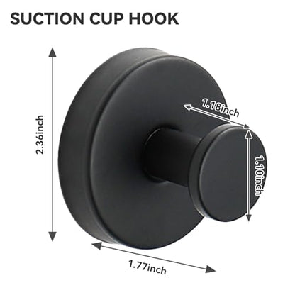 Suction Cup Wreath Hangers for Front Door Glass, Heavy Duty Vacuum Holder with Extended Hook, Washable Reusable Towel Hooks for Bathroom Shower, Black 2 Pack Stainless Steel - color: Black