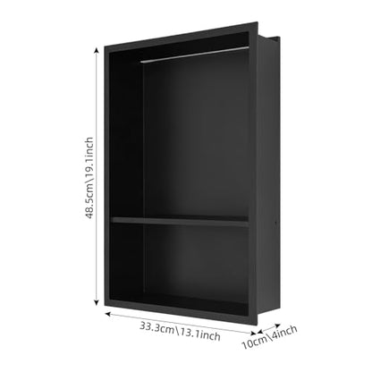 12 * 18In RGB LED Light Shower Niche, 2-Tier Stainless Steel Recessed Storage with Remote Control, Black No Tile Needed Wall Niche for Bathroom Storage Built-in Installation (12x18in RGB) - size: 12x18in RGB